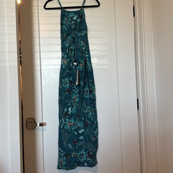 Nwt Band of the Free Floral Paisley Cowl Back Halter Midi Dress Teal medium - Picture 5 of 6
